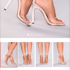 Taupe strap up heels